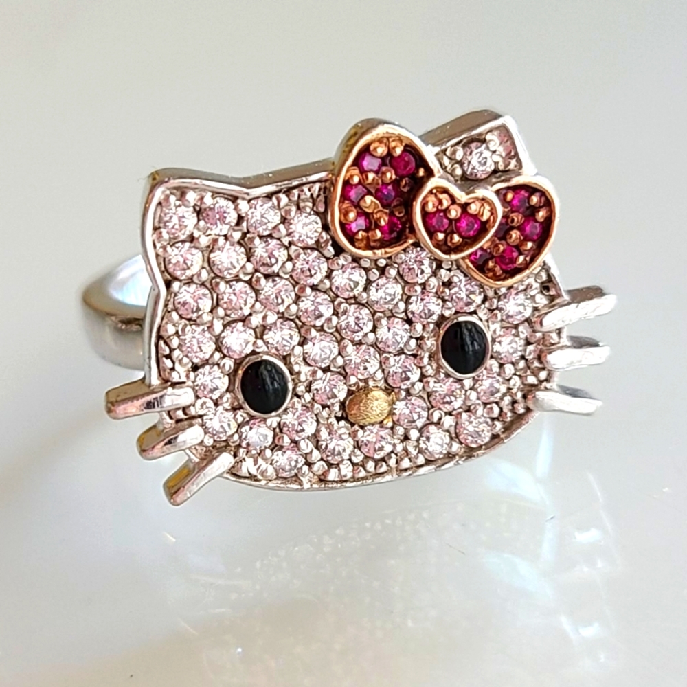 Sterling Silver Hello Kitty Cubic Zirconia Ring